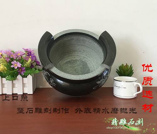 包邮石香炉祭祀墓地石雕香炉圆形青石头香炉寺庙寺院家用复古香炉 - 图2