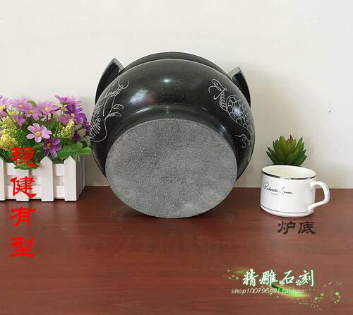 包邮石香炉祭祀墓地石雕香炉圆形青石头香炉寺庙寺院家用复古香炉 - 图3
