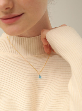 瑞士蓝天然托帕石吊坠高级锁骨链