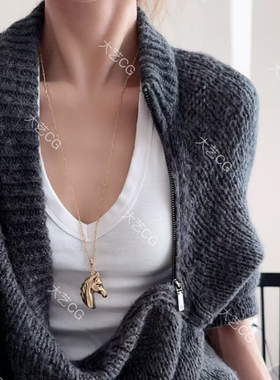 马年项链多种戴法吊坠可拆卸组合毛衣链长项链马链NEGIc 0712