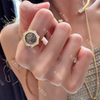 Sterling silver ancient coin ring 925 silver ring opening adjustable retro style