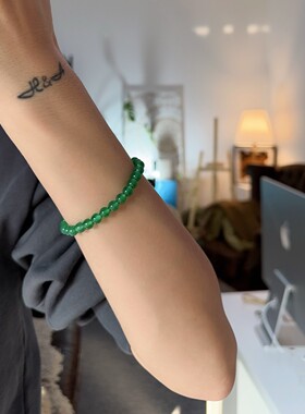 玉髓手串弹力串珠绿珠国风vintage饰品串珠