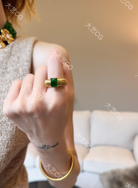 时尚简约复古风戒指绿色指环RICuc 0436