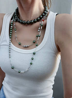 珠珠choker夸张大珠串个性vintage饰品珠子绿色炫彩短链