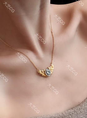 纯银古币项链小众复古风翅膀项链925银饰可调节长短