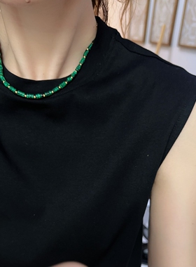绿天然石串珠新中式小众百搭颈链叠戴通勤日常彩色链多种佩戴方法
