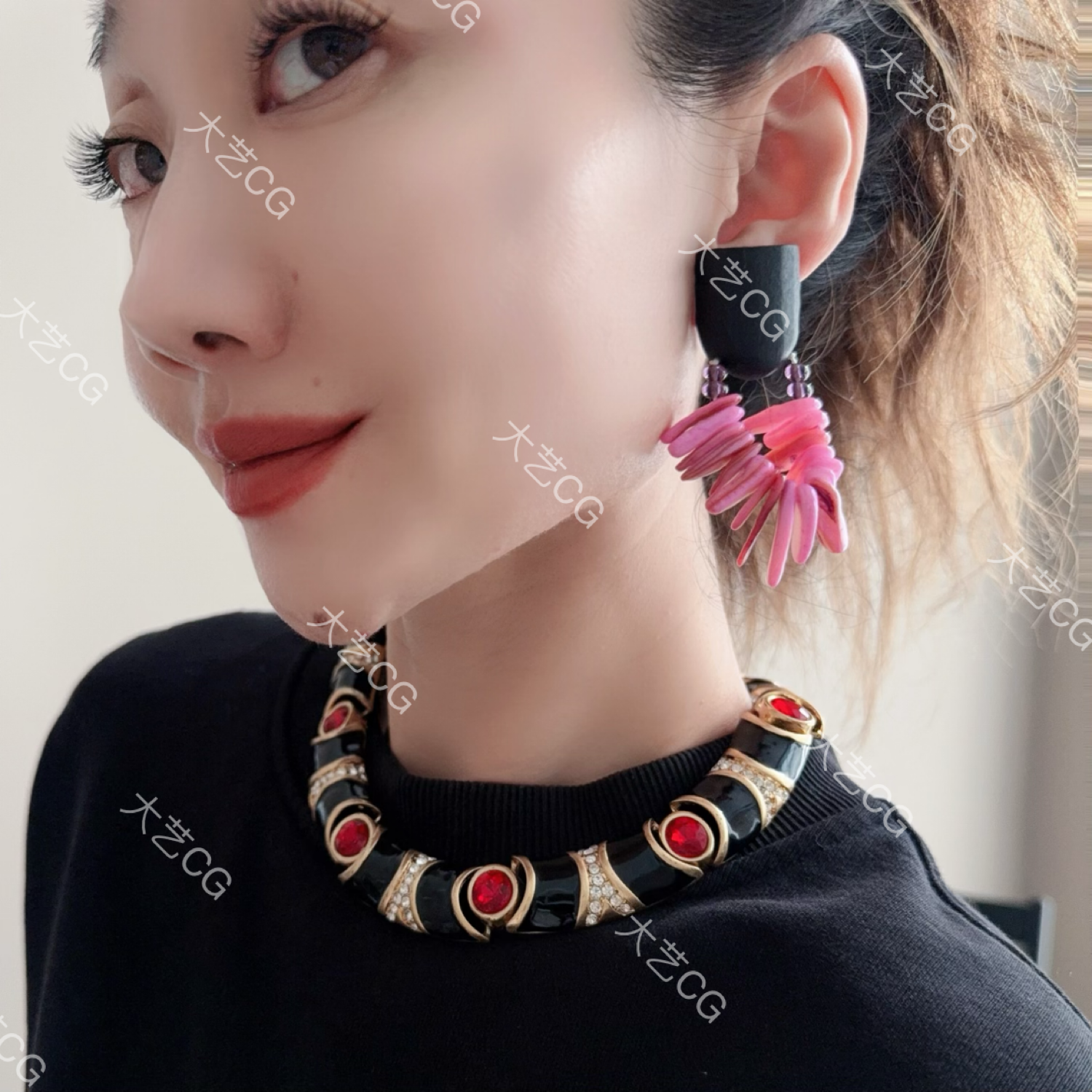 乌木贝壳耳夹粉色耳环EDGlc 0308,淘宝优惠券,粉丝福利购,淘宝优惠卷