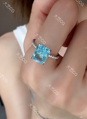纯银戒指蓝色超闪925银指环RIAgc 0535