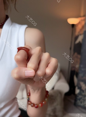 红色戒指新中式国风指环