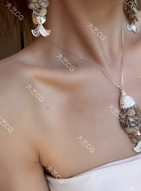 925银项链鱼鳞复古风颈链长短可调节NEAgs  0792