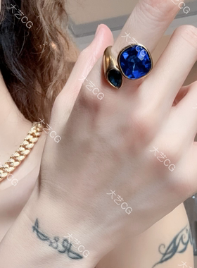 蓝色戒指开口可调节彩宝指环RICuc 0514