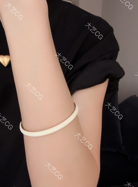 白色手镯百搭开口可调节细