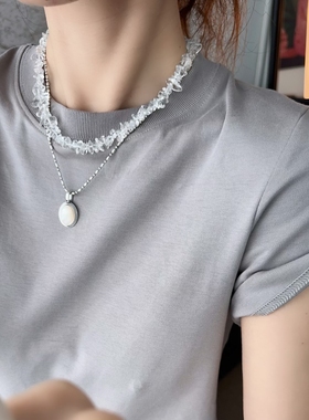 透明不规则白色项链琉璃小众复古个性颈链