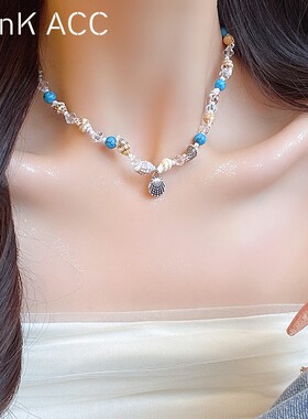 海边度假串珠贝壳项链女夏小众设计高级感配饰锁骨链ins百搭颈链