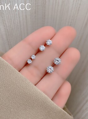 六件套锆石耳钉女小巧精致高级感轻奢冷淡风耳环2024年新款潮爆款