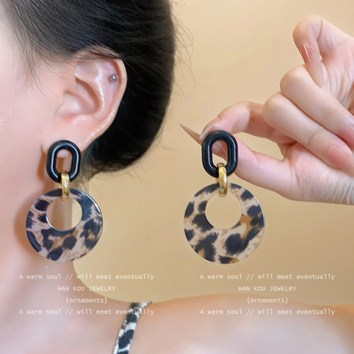 秋冬复古港风豹纹耳环女2025新款高级感小众设计独特气质耳圈耳饰 - 图2