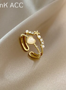 猫眼石爱心戒指女小众高级不掉色