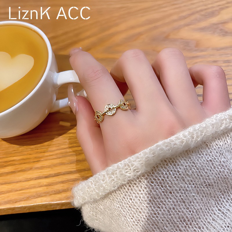 Liznk women's bronze Japanese and Korean rings niche fashion
