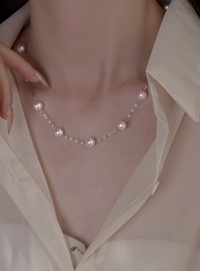 施家长款流苏珍珠项链女高级感百搭锁骨链2025年新款爆款气质颈链