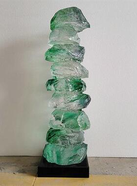 新中式创意叠层太湖石树脂摆件客厅书房透明树脂艺术雕塑摆件