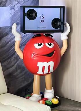 卡通mm豆大摆件玻璃钢雕塑网红m豆人公仔落地家居客厅电视柜装饰