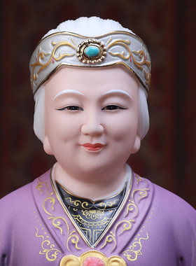 陶瓷东北铁刹山黑老太太神像摆件