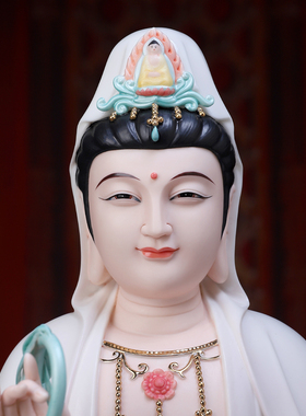 陶瓷观世音菩萨佛像摆件家用供奉