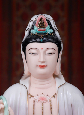 陶瓷观世音菩萨佛像摆件家用供奉