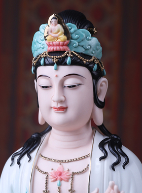 陶瓷文殊菩萨佛像书房摆件供奉