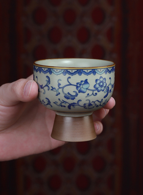 陶瓷莲花高脚供水杯佛堂净水杯