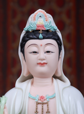 陶瓷观音菩萨坐像供奉佛像摆件