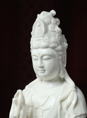 戴玉堂西方三圣大势至德化白瓷