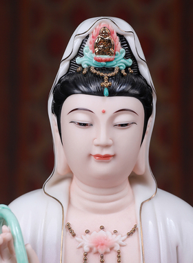 陶瓷观世音菩萨佛像精工彩摆件