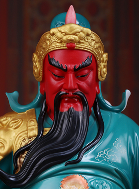 精工彩关二爷神像摆件家用供奉