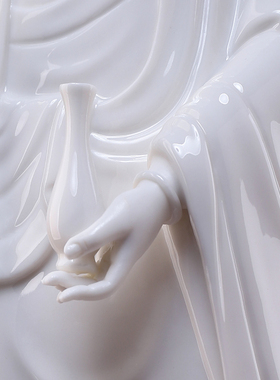 陶瓷41cm高立荷观音菩萨站像南海