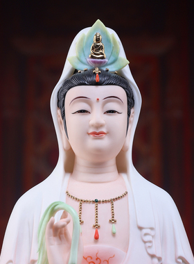 陶瓷精工彩观世音菩萨佛像摆件