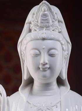 高55cm立莲渡海观音菩萨像陶瓷