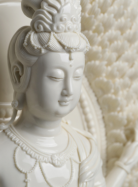 陶瓷孔雀大明王菩萨佛像摆件