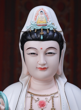 陶瓷观世音菩萨佛像摆件家用供奉