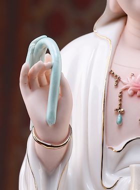 陶瓷坐莲观音佛像南海观世音菩萨