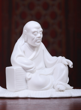 陶瓷十八罗汉像降龙布袋佛像摆件