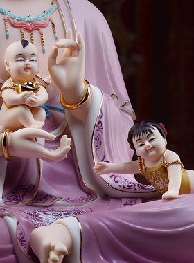 戴玉堂精工彩龙凤送子观音菩萨像