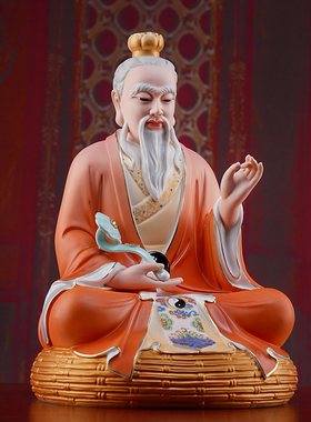 陶瓷坐蒲团三清像太上老君道德