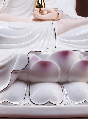 陶瓷坐莲观音佛像南海观世音菩萨