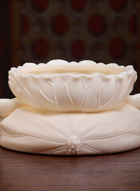 陶瓷莲花香炉供香碗佛前佛具用品