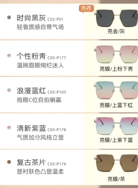 新款时尚太阳镜女大框素颜墨镜LS318直播推荐防紫外线偏光太阳镜