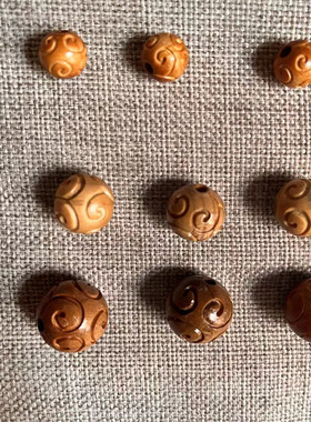 厂家直供桃木木雕祥云珠摆件木质工艺品 背云莲花配珠散珠批发