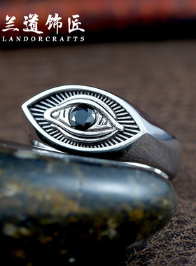 欧美男士恶魔之眼925银戒指