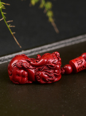 紫金砂朱砂貔貅吊坠双钱貔貅挂件108颗珠链低含量朱砂貔貅项链