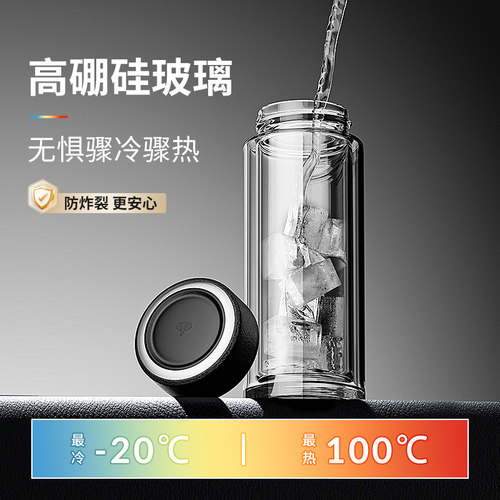 万象双层玻璃杯男士高档茶杯礼盒车载水杯大容量家用隔热透明杯子 - 图2